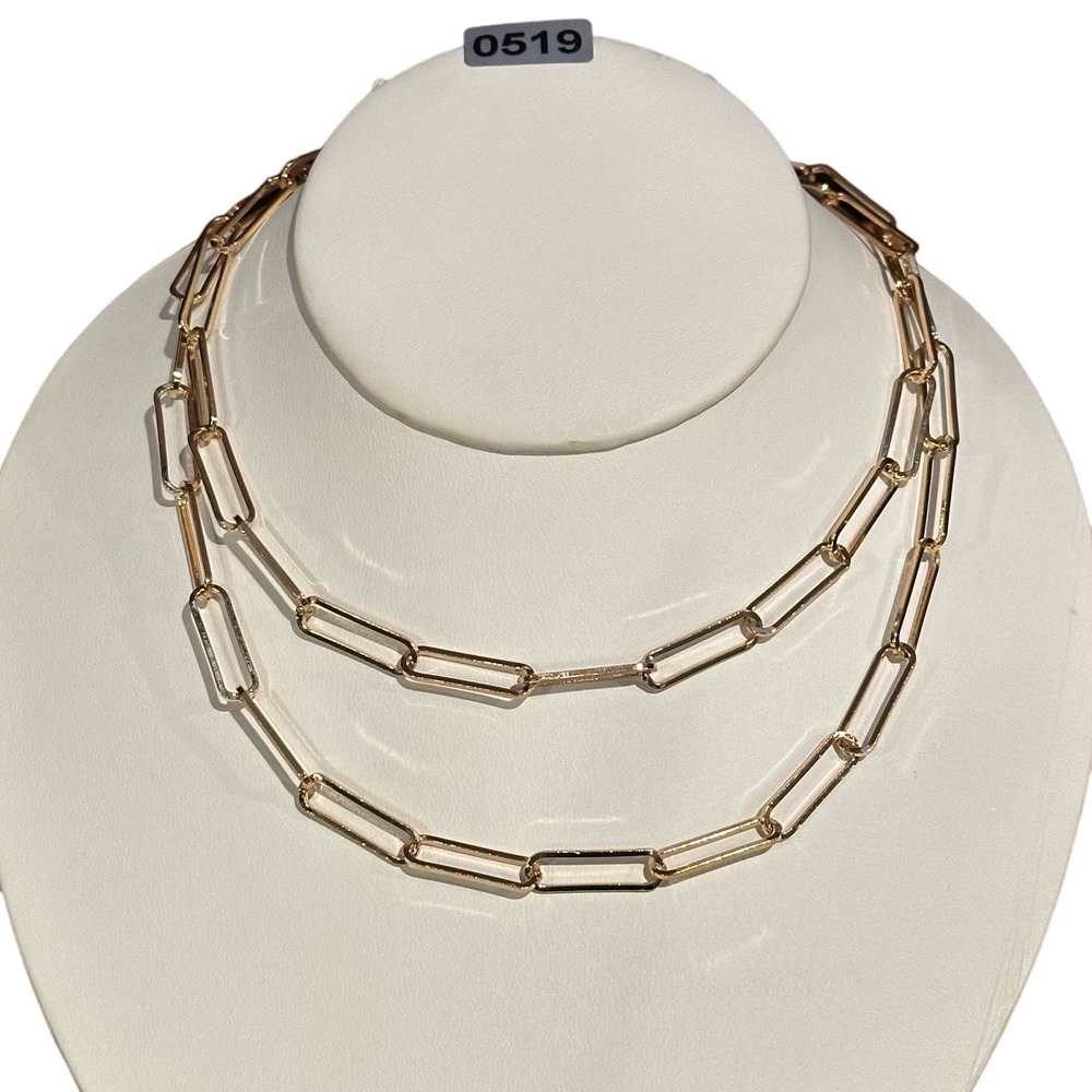 Long Gold Paperclip Necklace, NWOT